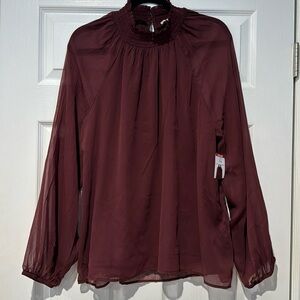 Joie Gathered Low Turtleneck Top in Deep Wine - XL
